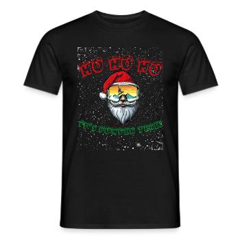 HO HO HO IT'S POWDER TIME! with Santa Claus - Männer T-Shirt - Schwarz - Vorne - AI Model Male 178 light (178cm)