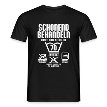 SCHONEND BEHANDELN 70 JAHRE ALT 70. GEBURTSTAG - Männer T-Shirt - Schwarz - Vorne - AI Model Male 178 light (178cm)