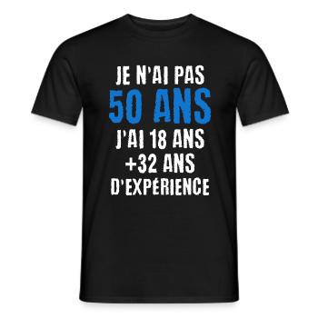 T-shirt anniversaire 50 ans humour - Cadeau drôle - T-shirt homme - noir - Devant - AI Model Male 178 light (178cm)