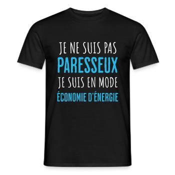 Humour Paresseux - T-shirt homme - noir - Devant - AI Model Male 178 light (178cm)