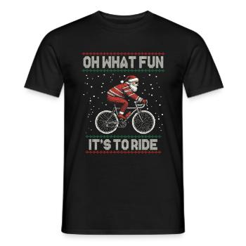 FUNNY SANTA CLAUS BICYCLE CHRISTMAS GIFT - Men's T-Shirt - black - Front - AI Model Male 178 light (178cm)