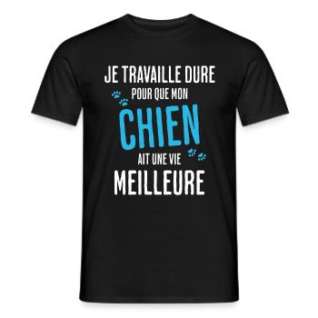 Humour Chien Vie Meilleure - T-shirt homme - noir - Devant - AI Model Male 178 light (178cm)