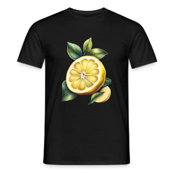 Ein gelbes Zitronen-T-Shirt-Design - Männer T-Shirt - Schwarz - Vorne - AI Model Male 178 light (178cm)