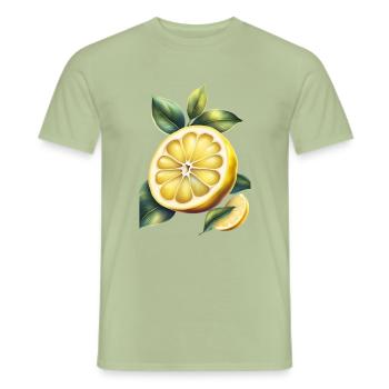 Ein gelbes Zitronen-T-Shirt-Design - Männer T-Shirt - Sage - Vorne - AI Model Male 178 light (178cm)