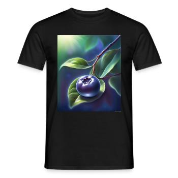 Schöne Heidelbeere auf einem Blatt - Männer T-Shirt - Schwarz - Vorne - AI Model Male 178 light (178cm)