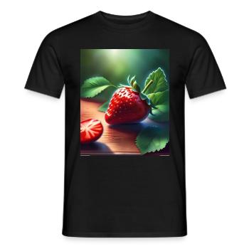 Fraise rouge juteuse - T-shirt homme - noir - Devant - AI Model Male 178 light (178cm)