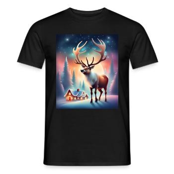 Village du Père Noël rennes - T-shirt homme - noir - Devant - AI Model Male 178 light (178cm)