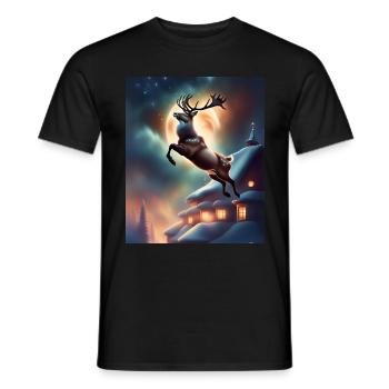 Le renne de Noël du Père Noël - T-shirt homme - noir - Devant - AI Model Male 178 light (178cm)