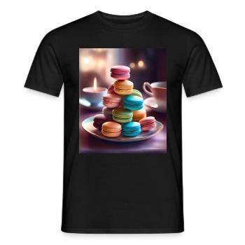 Des macarons savoureux et colorés - T-shirt homme - noir - Devant - AI Model Male 178 light (178cm)