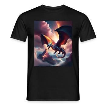 Dragon volant au-dessus des montagnes - T-shirt homme - noir - Devant - AI Model Male 178 light (178cm)