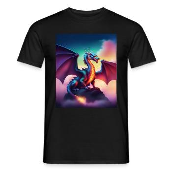 Dragon on a cliff - Men's T-Shirt - black - Front - AI Model Male 178 light (178cm)