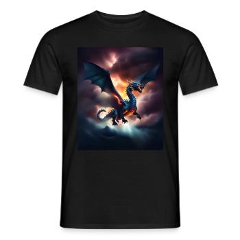 Dragon cool volant au-dessus des nuages - T-shirt homme - noir - Devant - AI Model Male 178 light (178cm)
