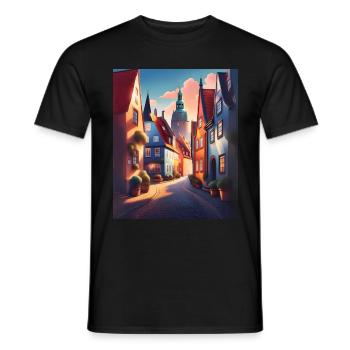 Une promenade dans une ville du Danemark - T-shirt homme - noir - Devant - AI Model Male 178 light (178cm)