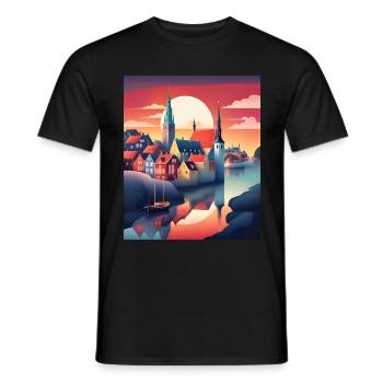 La ville du Danemark - T-shirt homme - noir - Devant - AI Model Male 178 light (178cm)