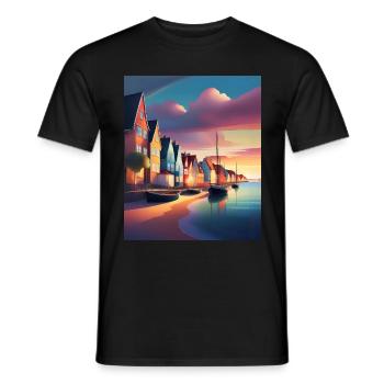 Port de la ville de Denmark - T-shirt homme - noir - Devant - AI Model Male 178 light (178cm)