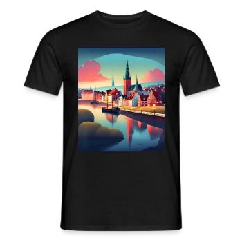 A town in Denmark - Men's T-Shirt - black - Front - AI Model Male 178 light (178cm)