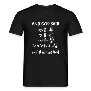 And God spoke, and there was light. - Men's T-Shirt - black - Front - AI Model Male 178 light (178cm)