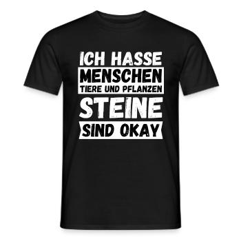Ich hasse Menschen Tiere Pflanzen Steine sind Okay - Männer T-Shirt - Schwarz - Vorne - AI Model Male 178 light (178cm)