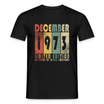 December 1973 Birthday Present December 1973 - Men's T-Shirt - black - Front - AI Model Male 178 light (178cm)