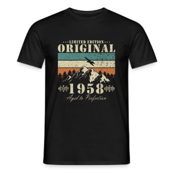 Millésime 1958 original | Cadeau d’anniversaire 1958 - T-shirt homme - noir - Devant - AI Model Male 178 light (178cm)