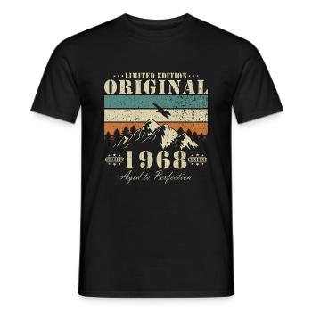 1968 Original Vintage rétro 1968 anniversaire - T-shirt homme - noir - Devant - AI Model Male 178 light (178cm)