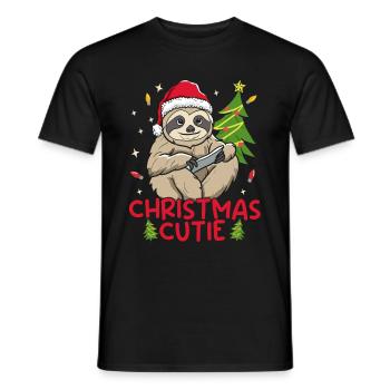 Merry Christmas Sloth - Men's T-Shirt - black - Front - AI Model Male 178 light (178cm)