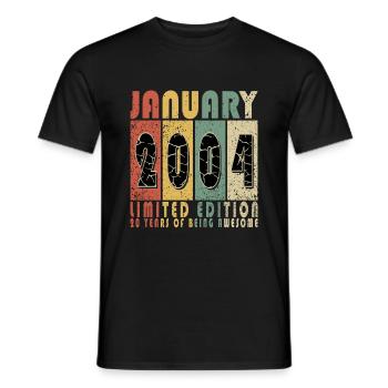 20 Jahre alt - Januar 2004 Geburtstagsgrüße - Männer T-Shirt - Schwarz - Vorne - AI Model Male 178 light (178cm)