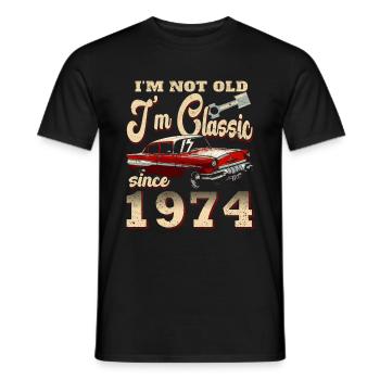Vintage Retro Vintage 1974 Original 1974 - Men's T-Shirt - black - Front - AI Model Male 178 light (178cm)