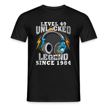 Niveau 40 débloqué Légendaire depuis 1984 - T-shirt homme - noir - Devant - AI Model Male 178 light (178cm)