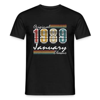 Januar 1989 Geburtstag Januar 1989 Januar - Männer T-Shirt - Schwarz - Vorne - AI Model Male 178 light (178cm)