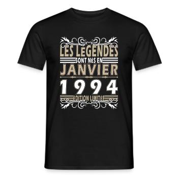 1994 Janvier 1994 anniversaire Janvier 1994 - Männer T-Shirt - Schwarz - Vorne - AI Model Male 178 light (178cm)