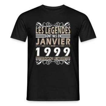 25ème anniversaire original janvier millésime 1999 - Männer T-Shirt - Schwarz - Vorne - AI Model Male 178 light (178cm)