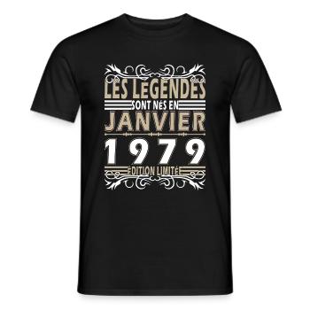 45e anniversaire janvier Vintage 1979 Original - Männer T-Shirt - Schwarz - Vorne - AI Model Male 178 light (178cm)