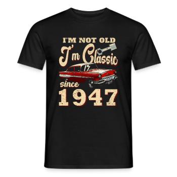 Oldtimer Baujahr 1947 Geboren Geburtstag Geboren - Männer T-Shirt - Schwarz - Vorne - AI Model Male 178 light (178cm)