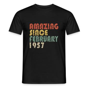 Février 1957. Cadeau d’anniversaire février 1957. - T-shirt homme - noir - Devant - AI Model Male 178 light (178cm)