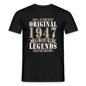 Original 1947 77e anniversaire rétro cadeau - T-shirt homme - noir - Devant - AI Model Male 178 light (178cm)