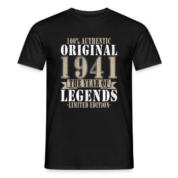 Legends are born in 1941 - Men's T-Shirt - black - Front - AI Model Male 178 light (178cm)