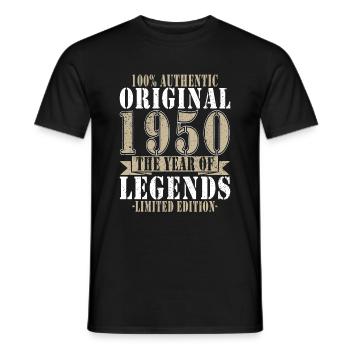 1950 Birthday Gift, Legends Born 1950 - Men's T-Shirt - black - Front - AI Model Male 178 light (178cm)