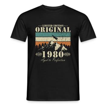 Original seit 1980 Vintage Retro Geburtstag - Männer T-Shirt - Schwarz - Vorne - AI Model Male 178 light (178cm)