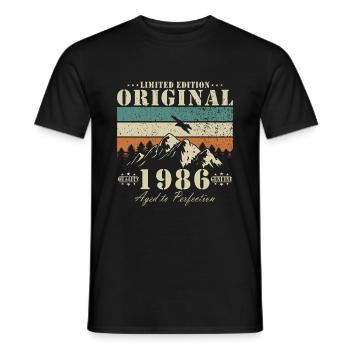 Born in 1986 Born in 1986 Birthday - Men's T-Shirt - black - Front - AI Model Male 178 light (178cm)