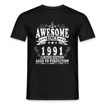 33e anniversaire 33 ans d’expérience depuis 1991 - T-shirt homme - noir - Devant - AI Model Male 178 light (178cm)