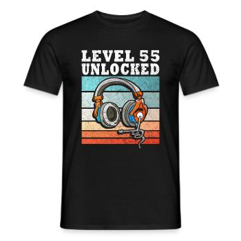 55th Birthday - 55 years of level 55 unlocked - Men's T-Shirt - black - Front - AI Model Male 178 light (178cm)