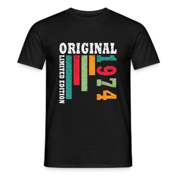 Vintage 1974 Retro Birth Year Birthday Gift - Men's T-Shirt - black - Front - AI Model Male 178 light (178cm)