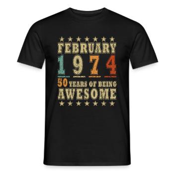 Légende 50 ans 1974 Février 50 ans - T-shirt homme - noir - Devant - AI Model Male 178 light (178cm)