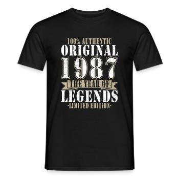 Légende 1987 Anniversaire Année de naissance 1987 Hommes - T-shirt homme - noir - Devant - AI Model Male 178 light (178cm)