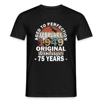 Cadeau d’anniversaire février 1949 millésime 75 ans - T-shirt homme - noir - Devant - AI Model Male 178 light (178cm)