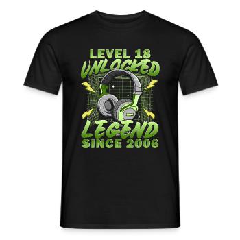 Level 18 Unlocked Legendary since 2006 - Men's T-Shirt - black - Front - AI Model Male 178 light (178cm)