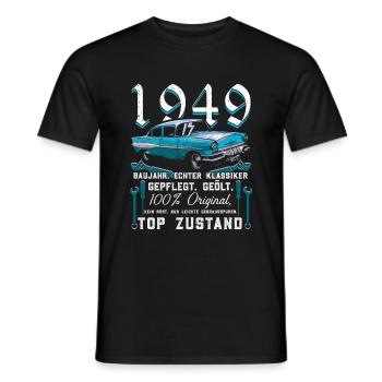 Oldtimer Baujahr 1949 Jahrgang Geburtstag Geschenk - Männer T-Shirt - Schwarz - Vorne - AI Model Male 178 light (178cm)