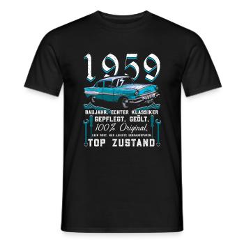 Oldtimer Baujahr 1959 Jahrgang Geburtstag Geschenk - Männer T-Shirt - Schwarz - Vorne - AI Model Male 178 light (178cm)