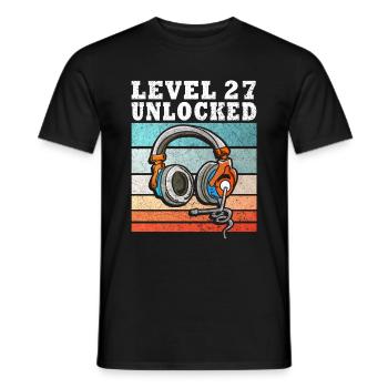 Niveau 27 débloqué - T-shirt homme - noir - Devant - AI Model Male 178 light (178cm)